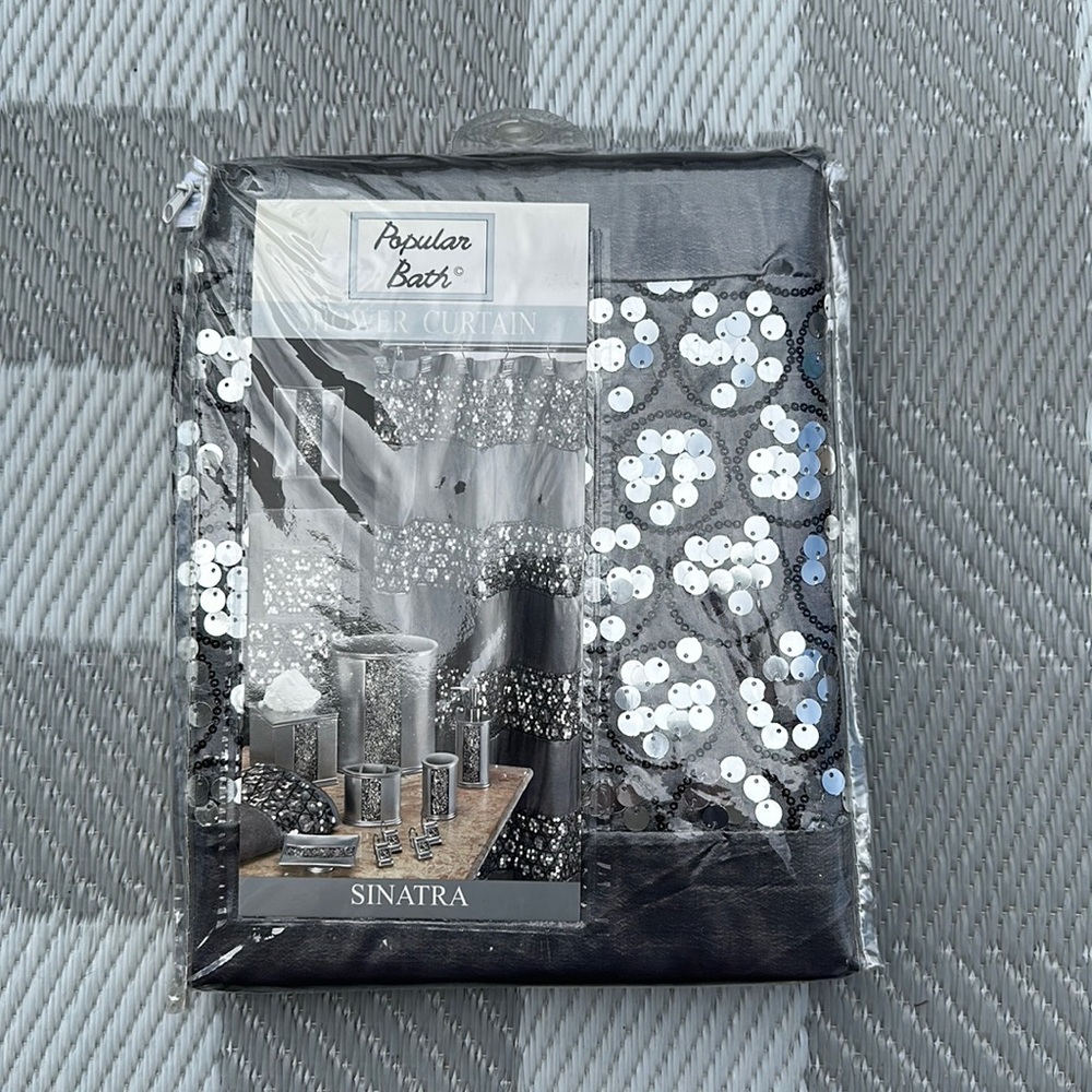New Grey Shower Curtain with Sequins